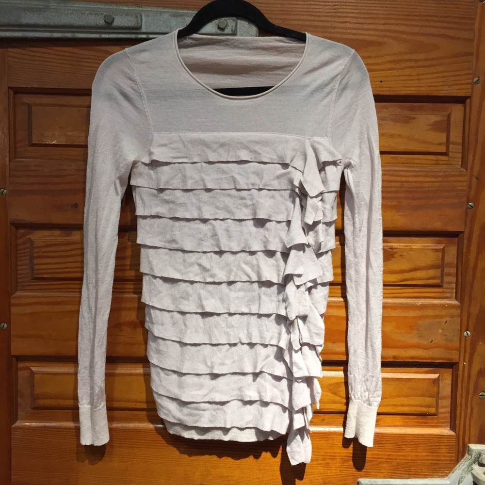 Ann Taylor Ruffled LS Blouse Sz Small